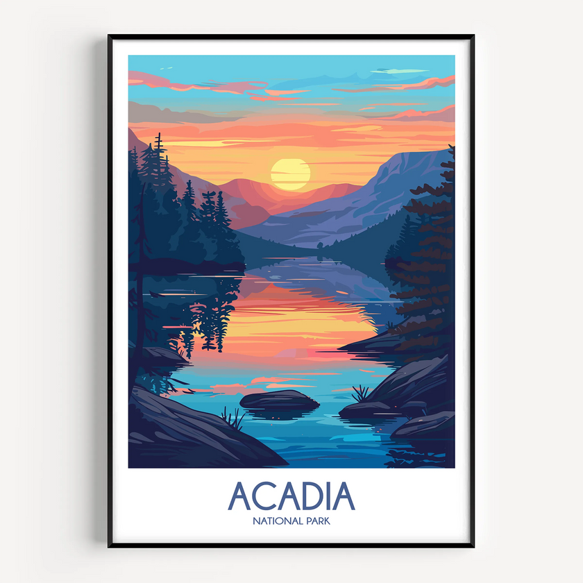 Acadia Retro Travel Illustration