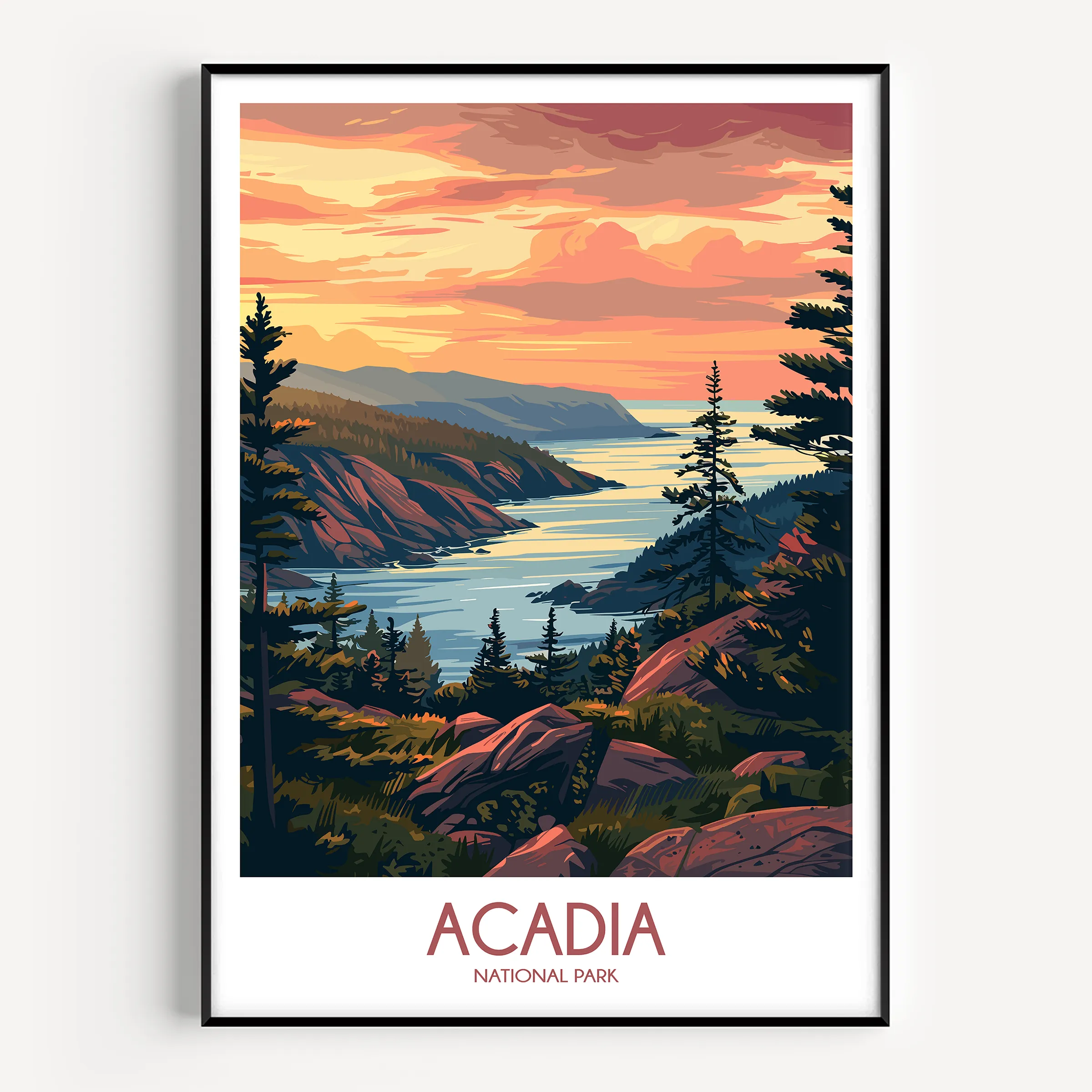 Acadia Retro Travel Illustration