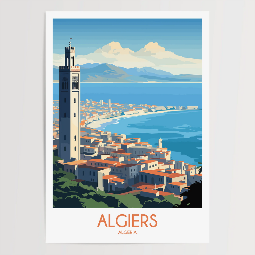 Algiers Retro Travel Illustration