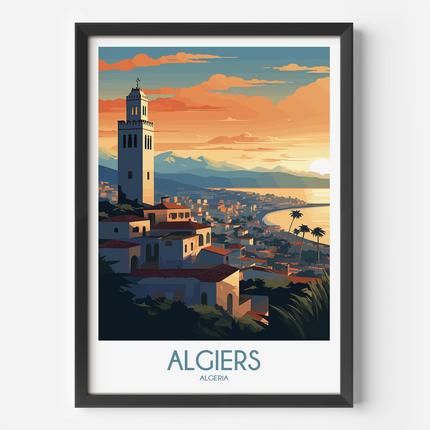 Algiers Retro Travel Illustration