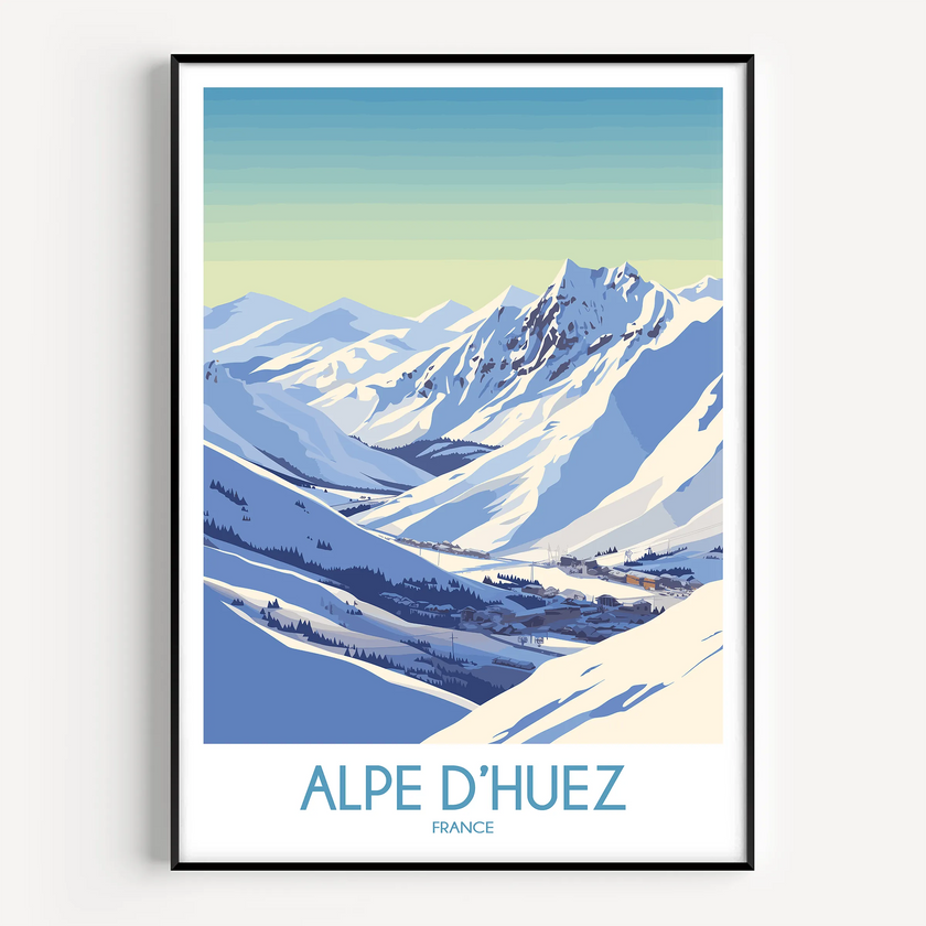 Alpe D'Huez Retro Travel Illustration