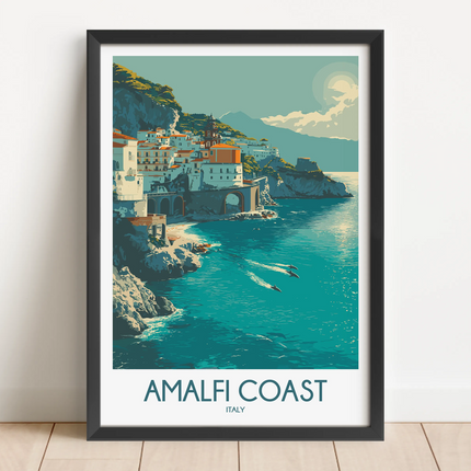 Amalfi Coast Retro Travel Illustration