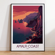 Amalfi Coast Retro Travel Illustration