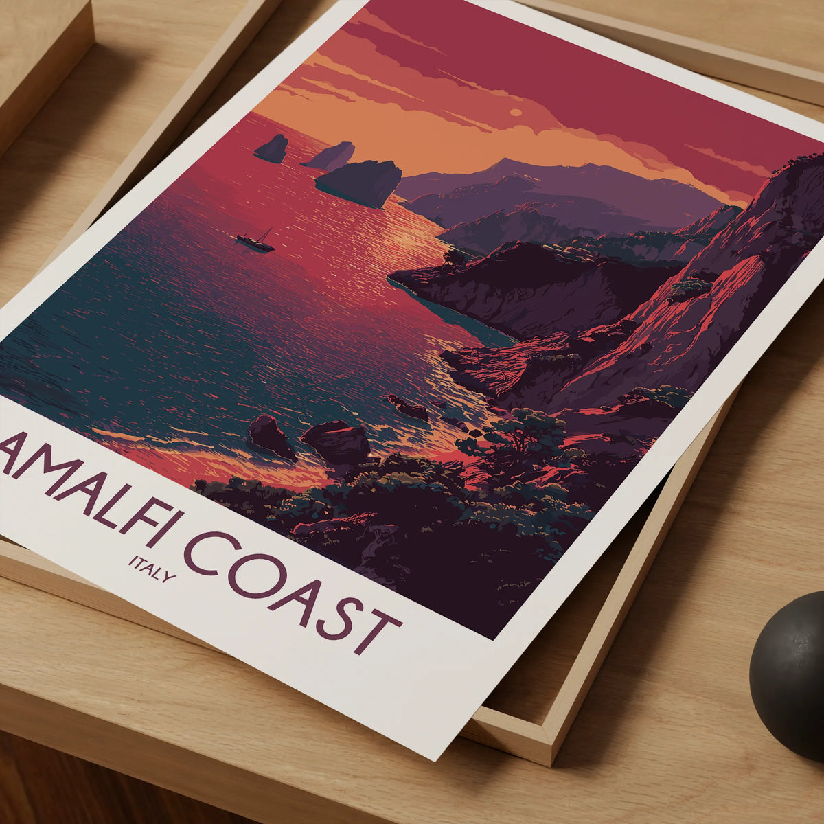 Amalfi Coast Vintage Style Print