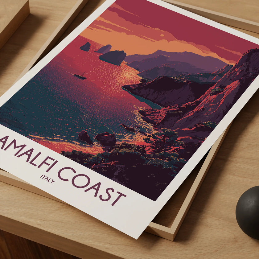 Amalfi Coast Vintage Style Print