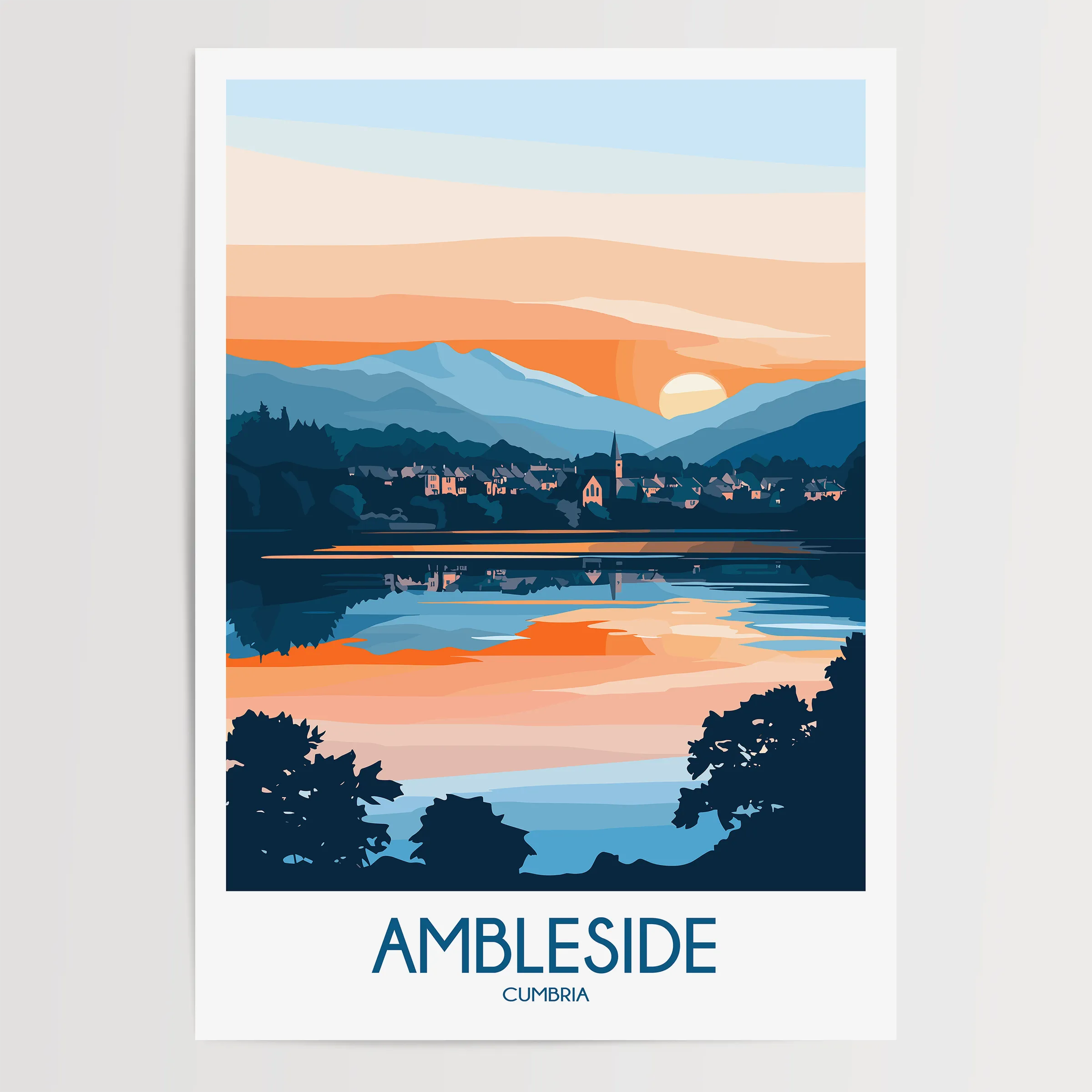 Ambleside Retro Travel Illustration