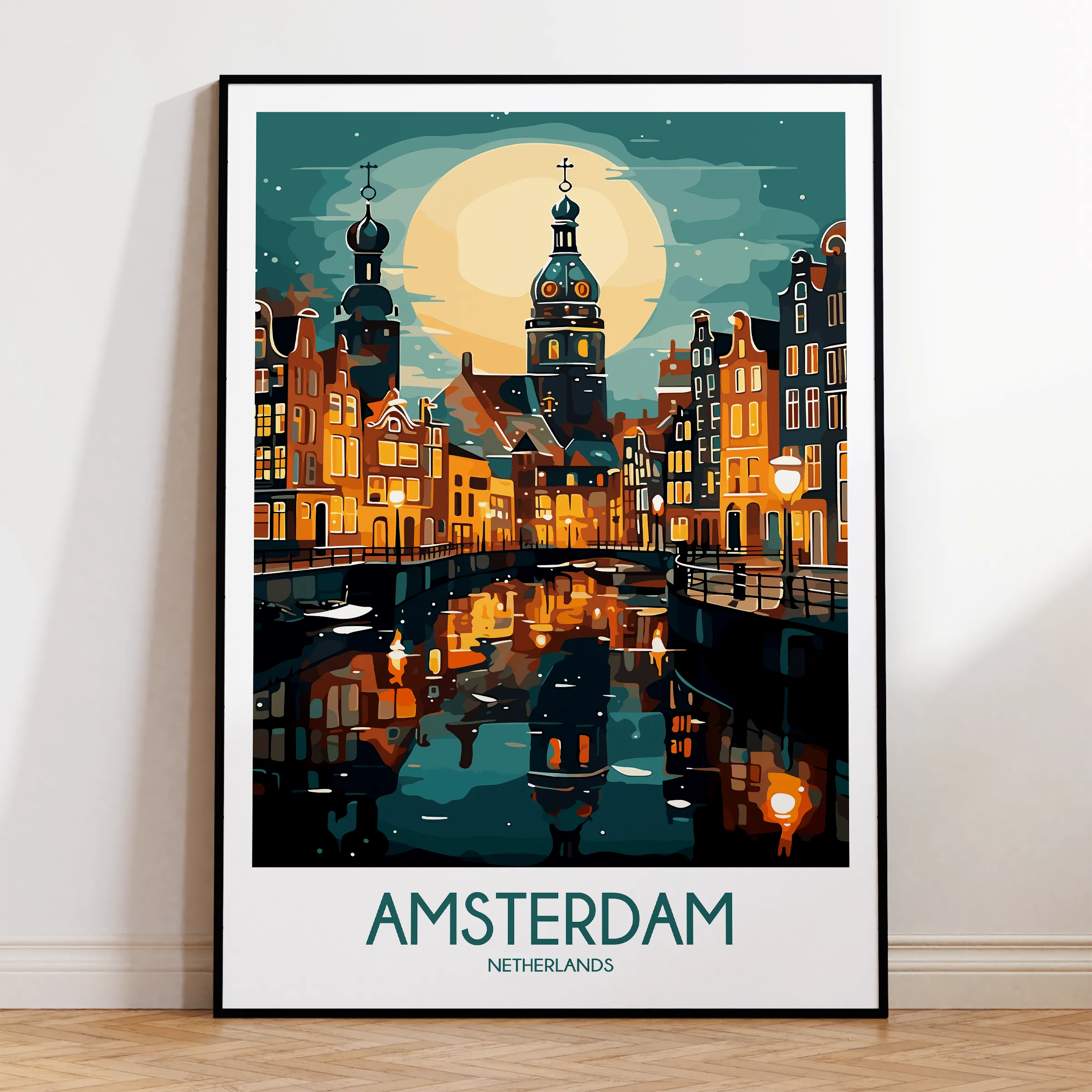 Amsterdam Retro Travel Illustration