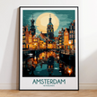 Amsterdam Retro Travel Illustration