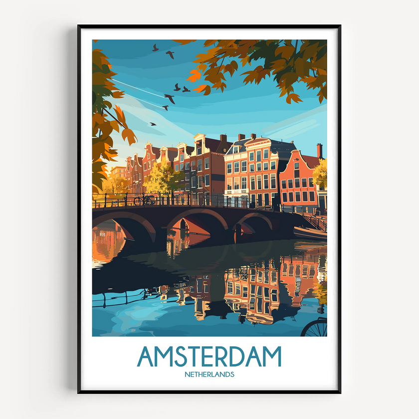 Amsterdam Retro Travel Illustration