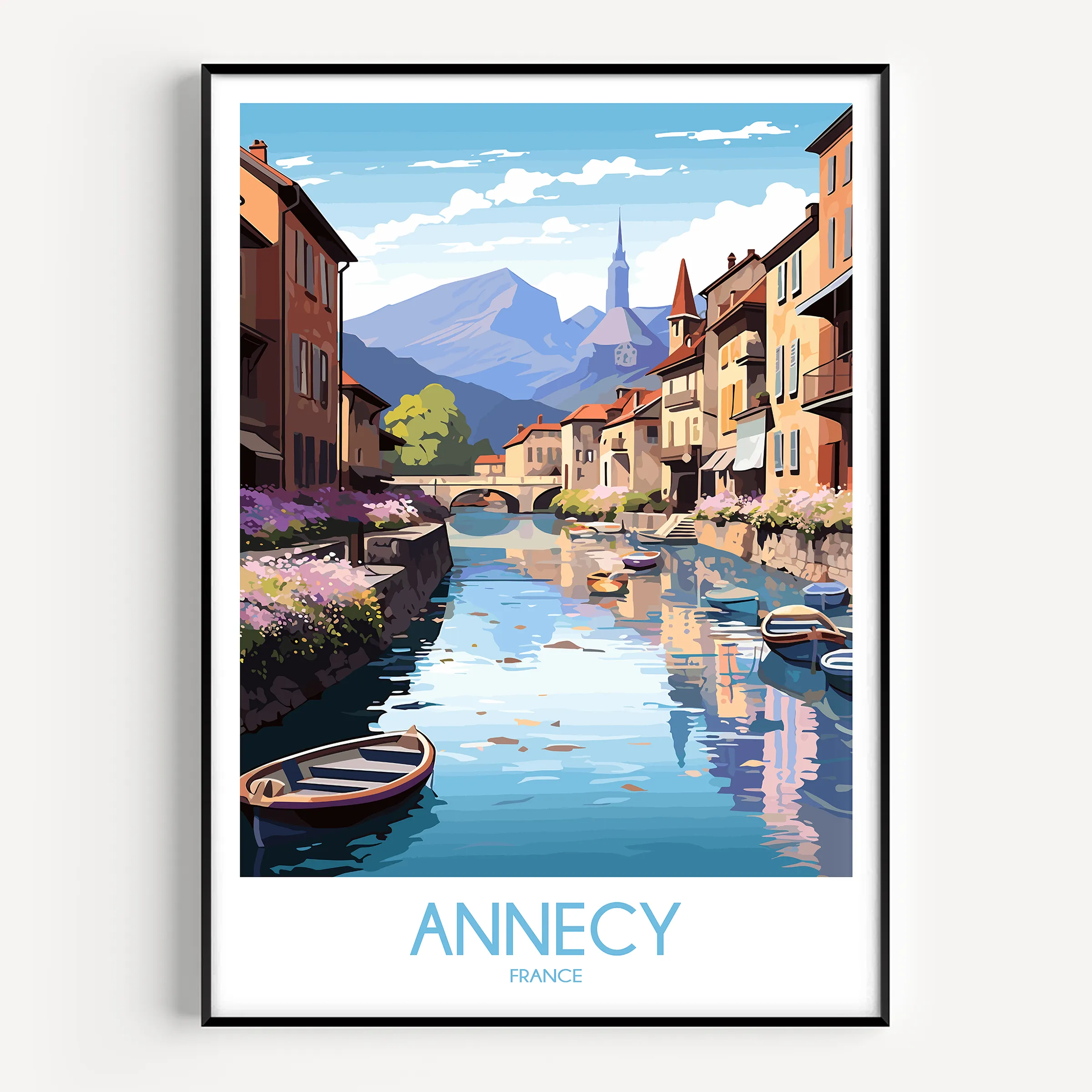 Annecy Retro Travel Illustration