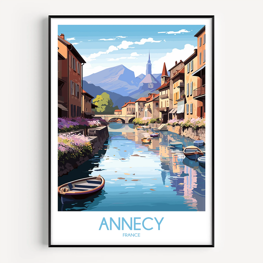 Annecy Retro Travel Illustration