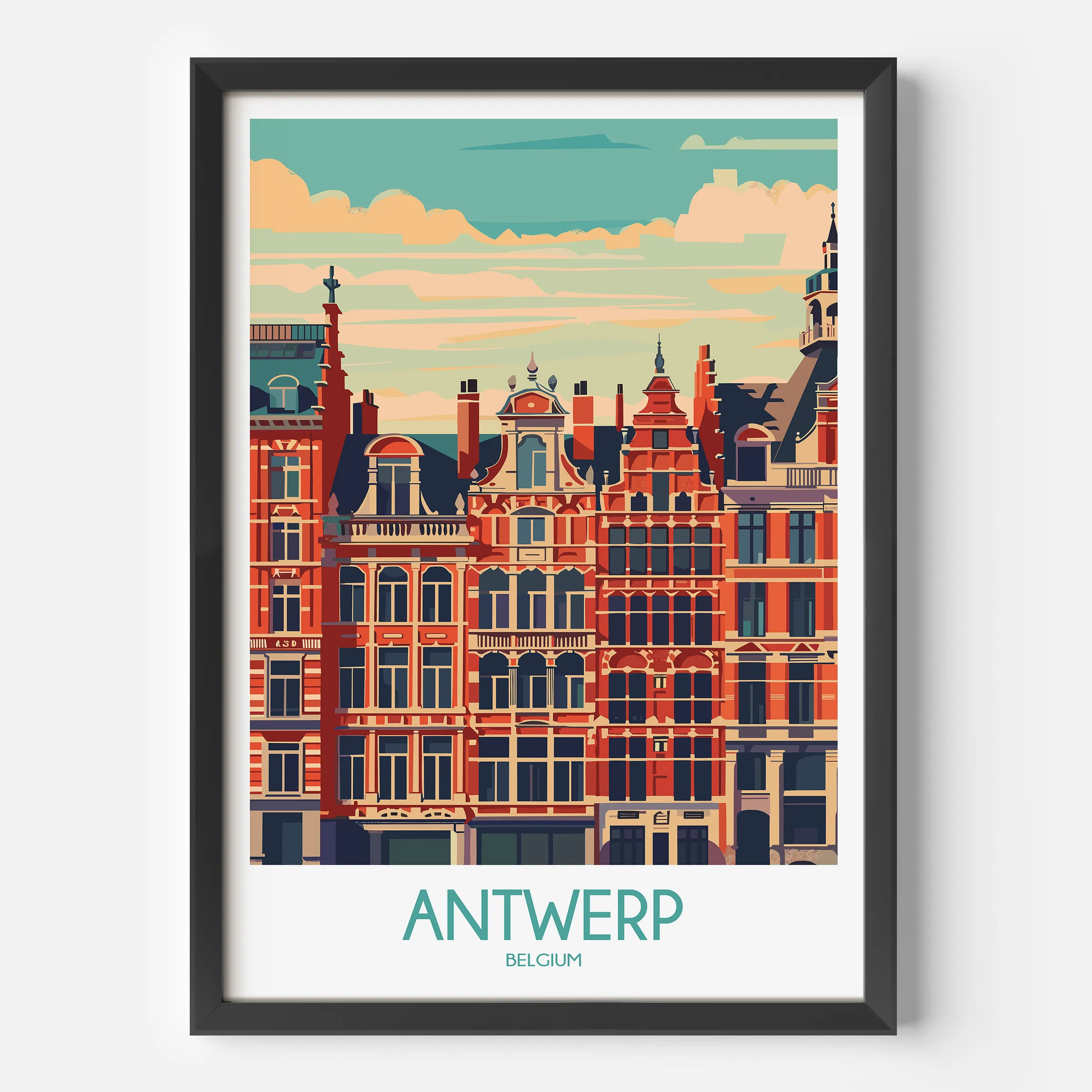 Antwerp Retro Travel Illustration