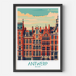 Antwerp Retro Travel Illustration