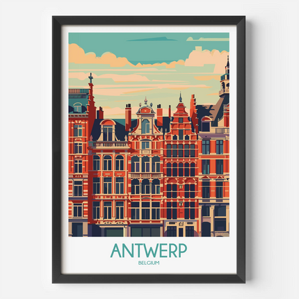 Antwerp Retro Travel Illustration