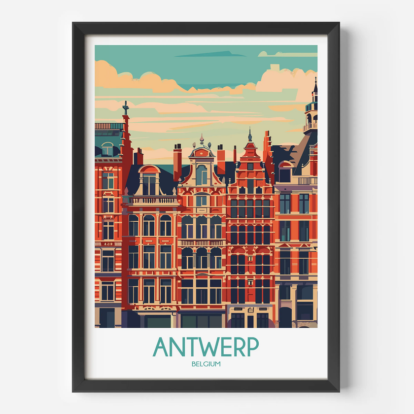 Antwerp Retro Travel Illustration