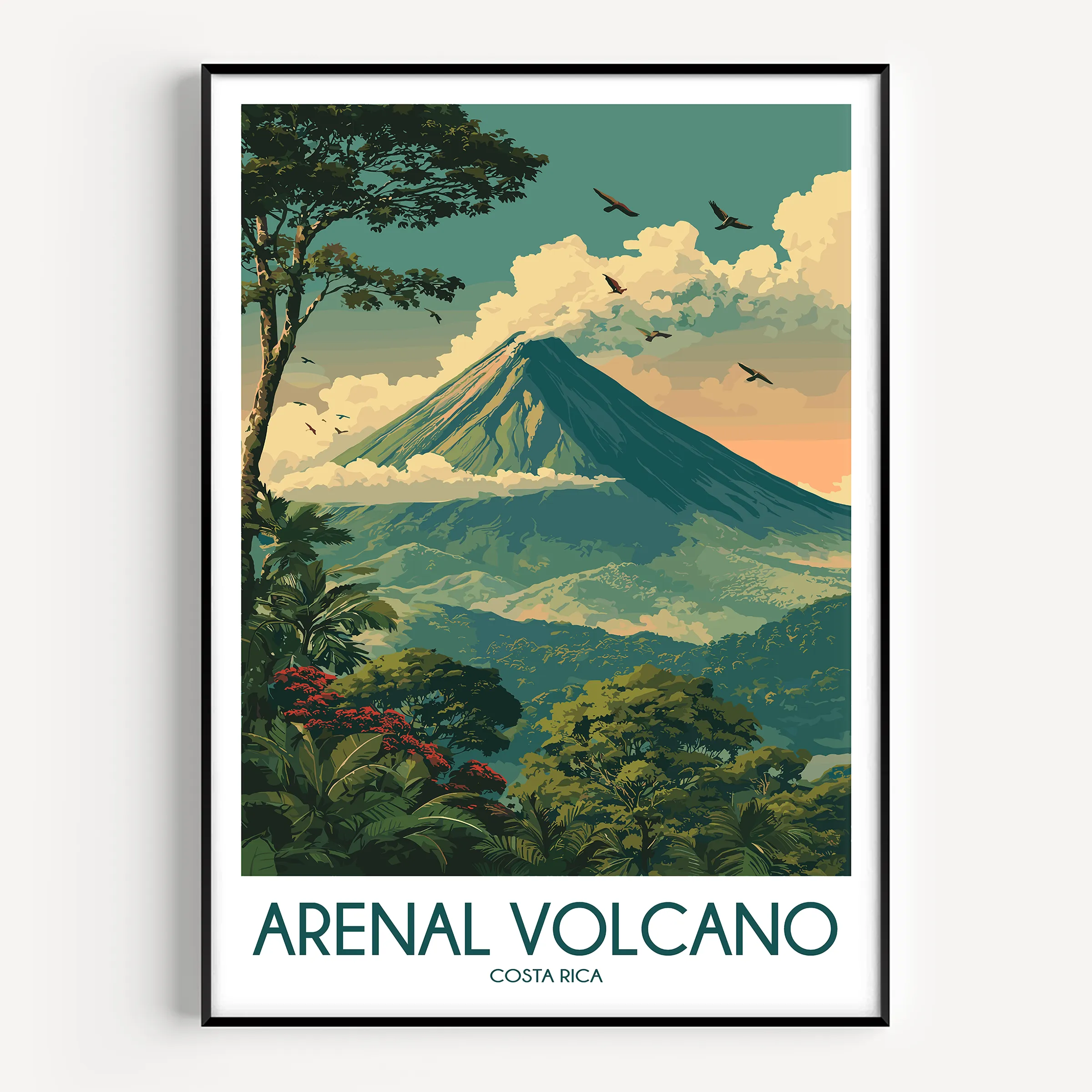 Arenal Volcano Minimalist Wall Art