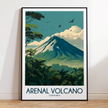 Arenal Volcano Retro Travel Illustration