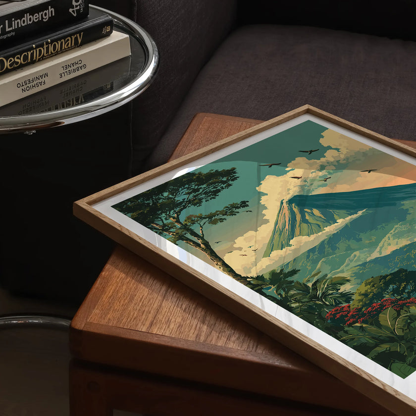 Arenal Volcano Vintage Style Print