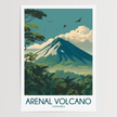 Arenal Volcano Vintage Style Print