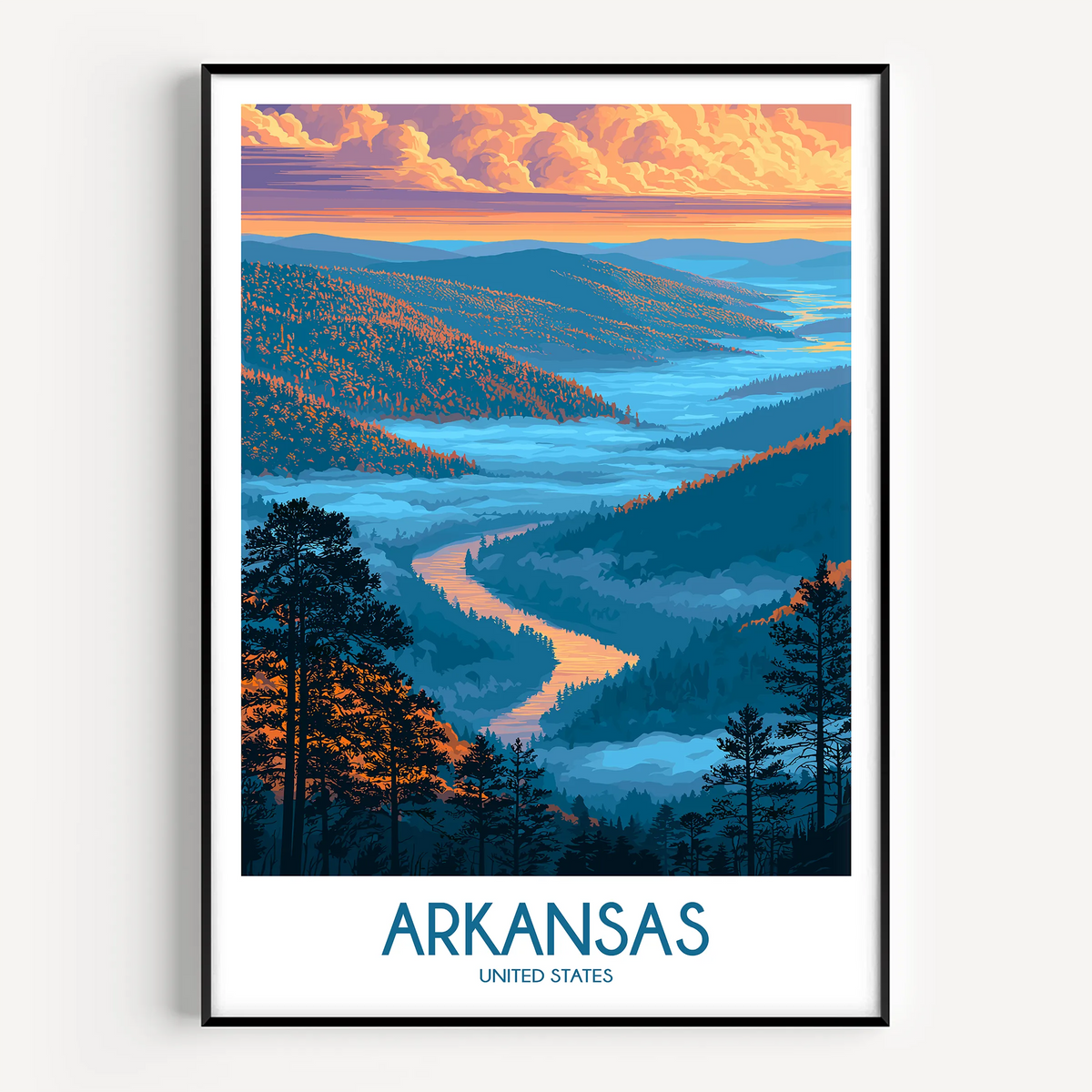 Arkansas Retro Travel Illustration