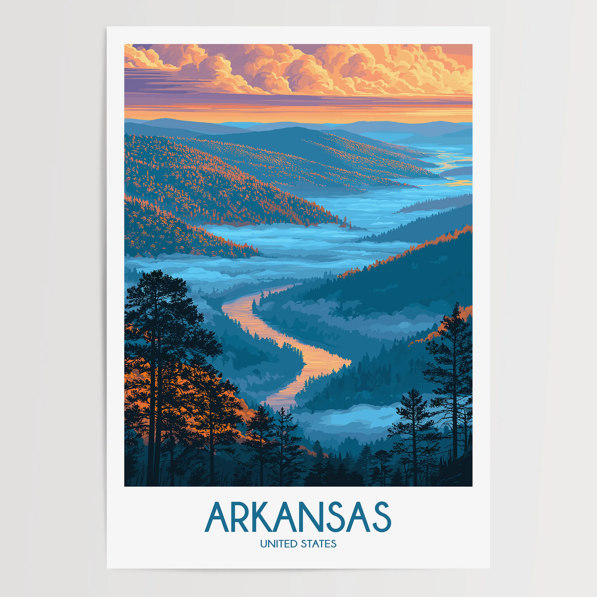 Arkansas Vintage Style Print