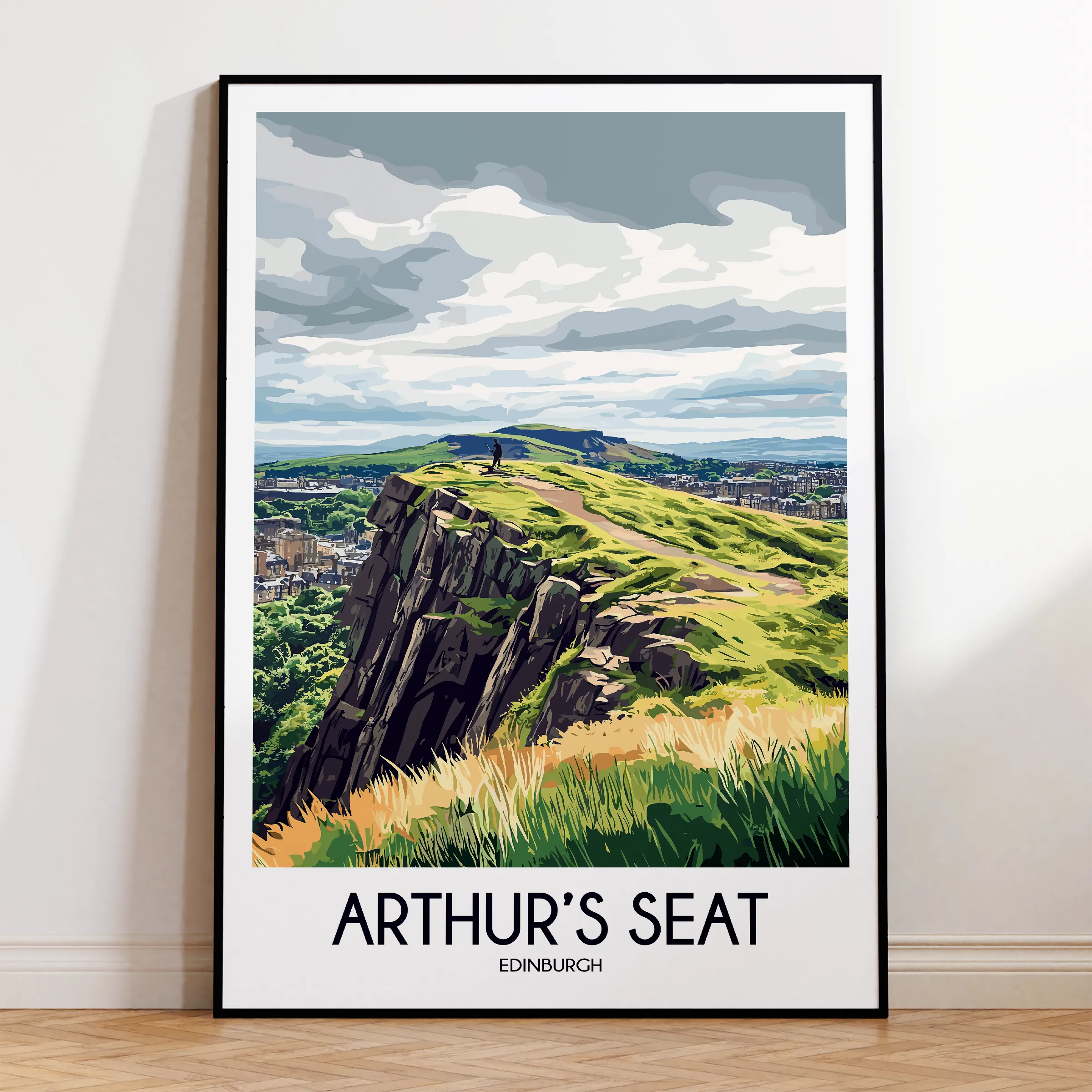 Arthur'S Seat Retro Travel Illustration