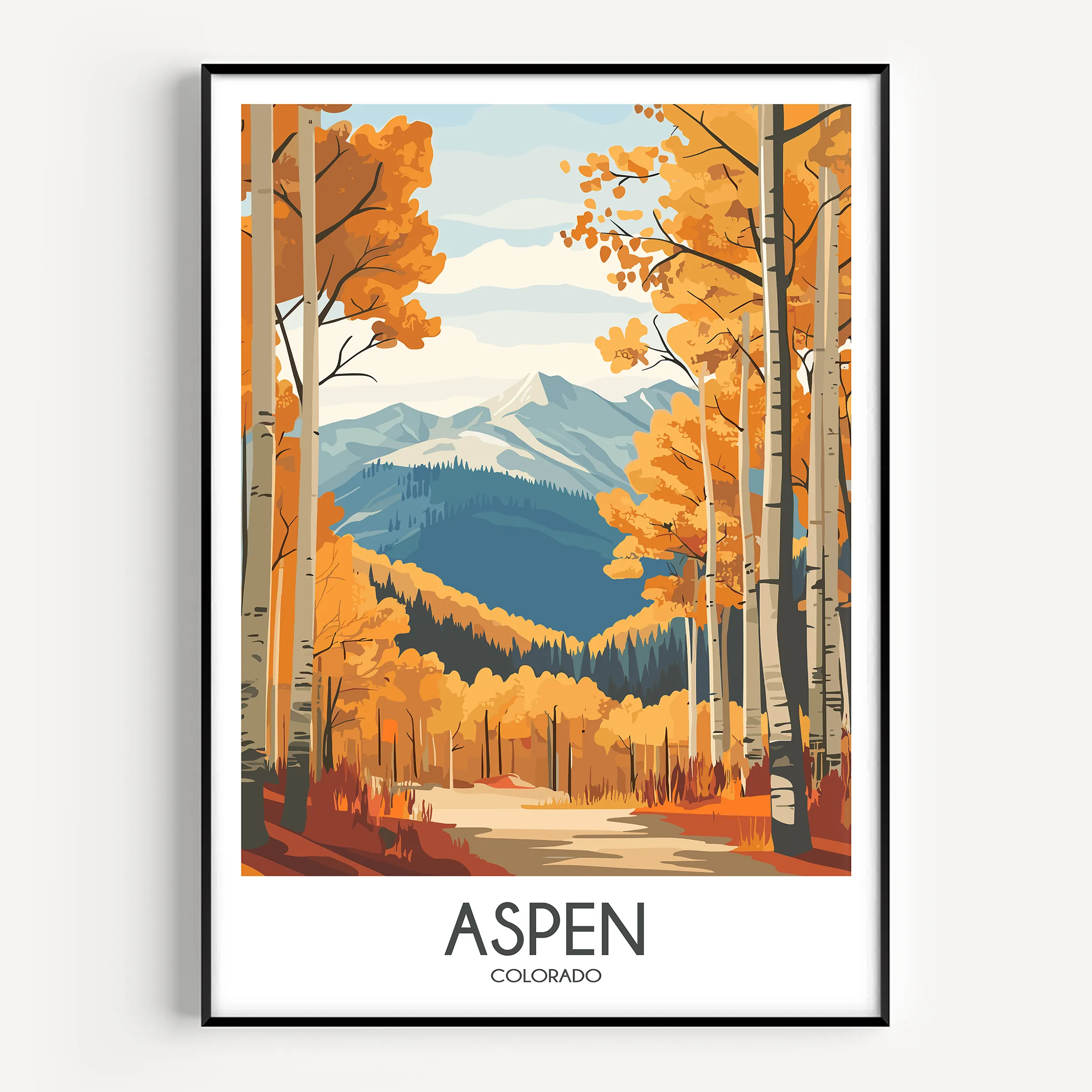 Aspen Retro Travel Illustration