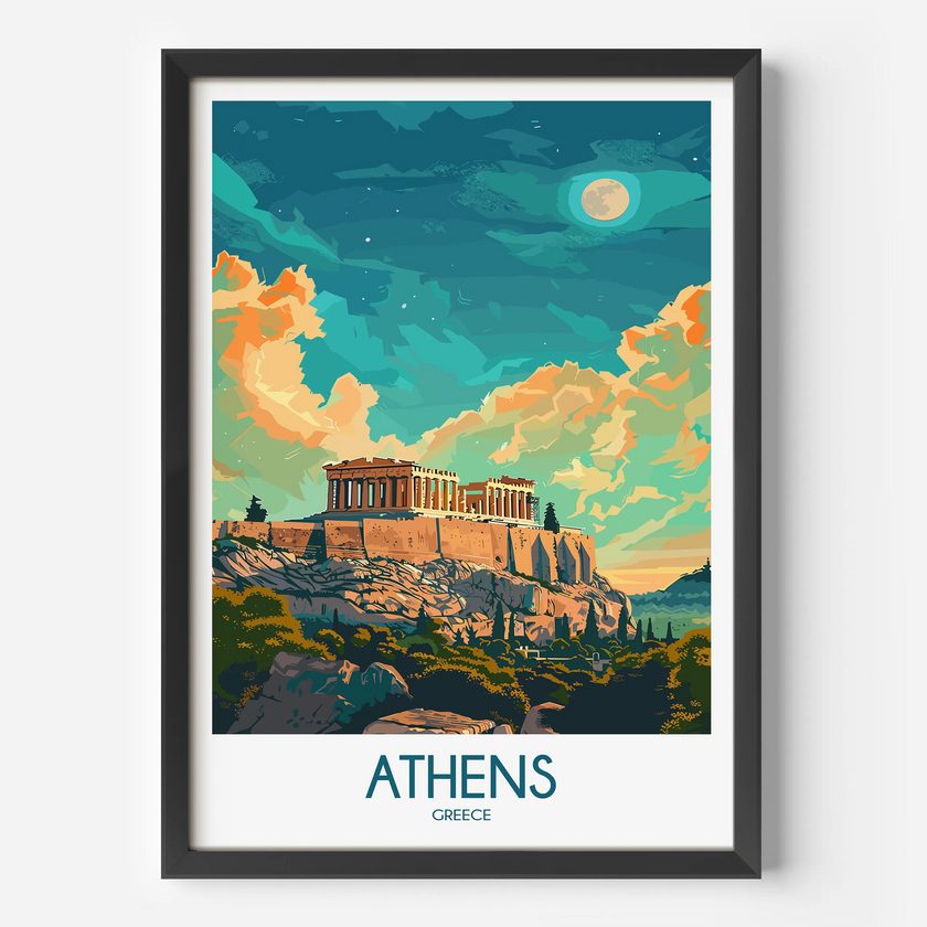 Athens Retro Travel Illustration