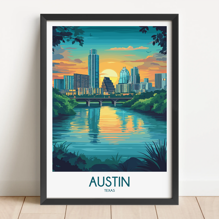 Austin Retro Travel Illustration