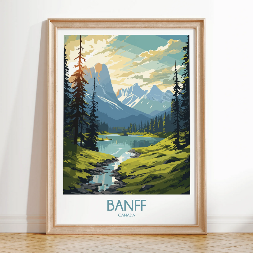 Banff Retro Travel Illustration