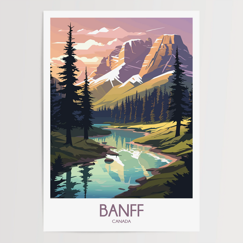 Banff Retro Travel Illustration