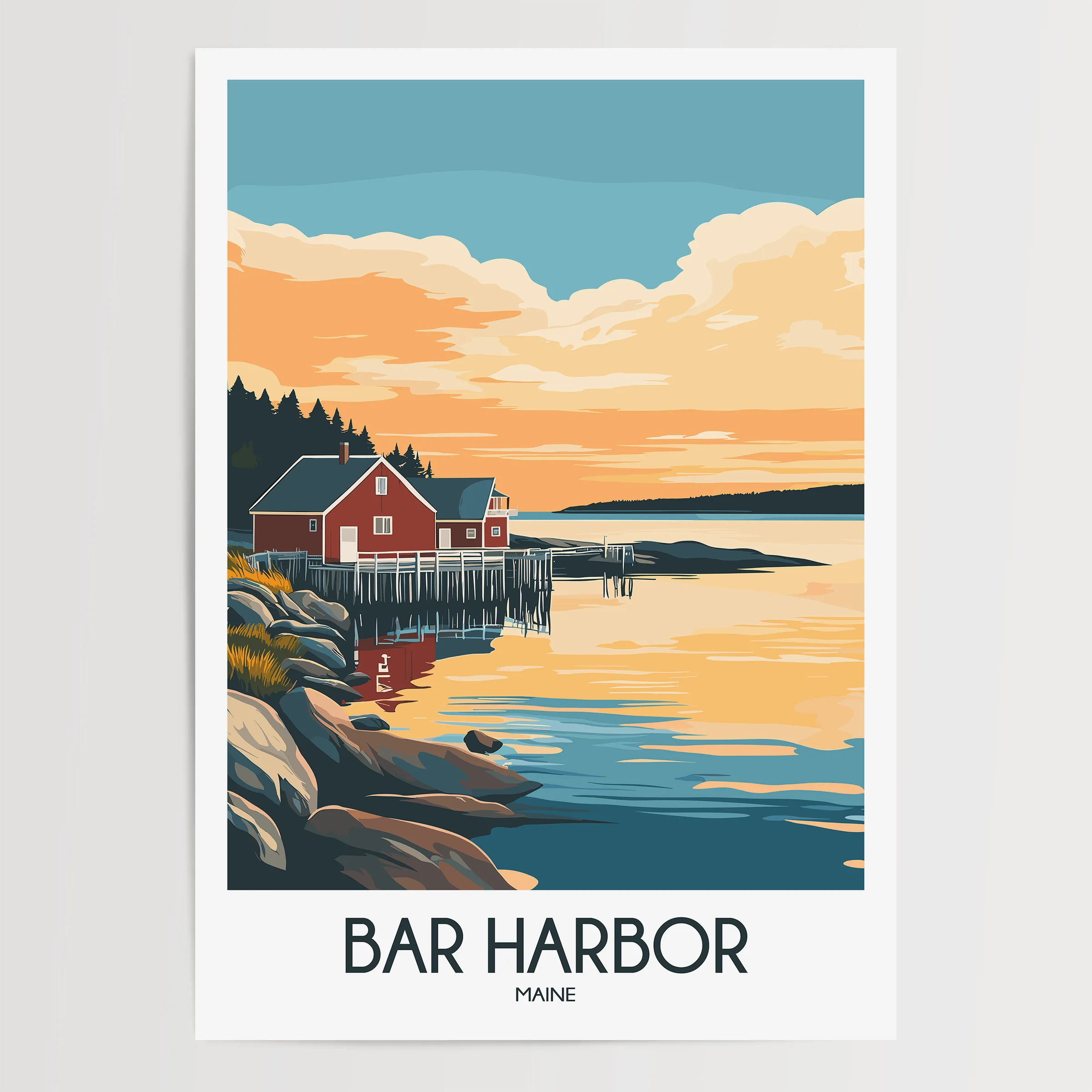 Bar Harbor Modern Travel Poster