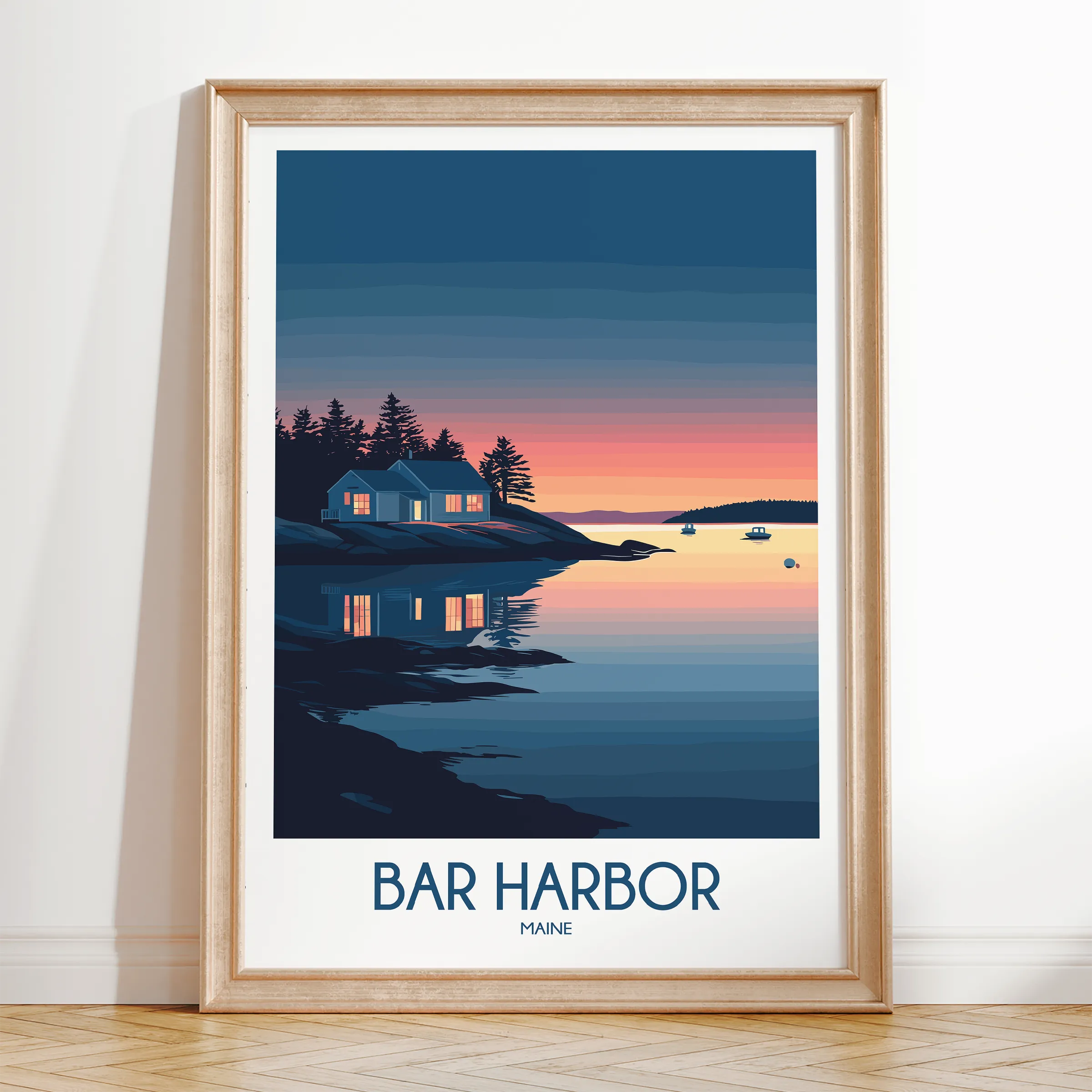 Bar Harbor Retro Travel Illustration
