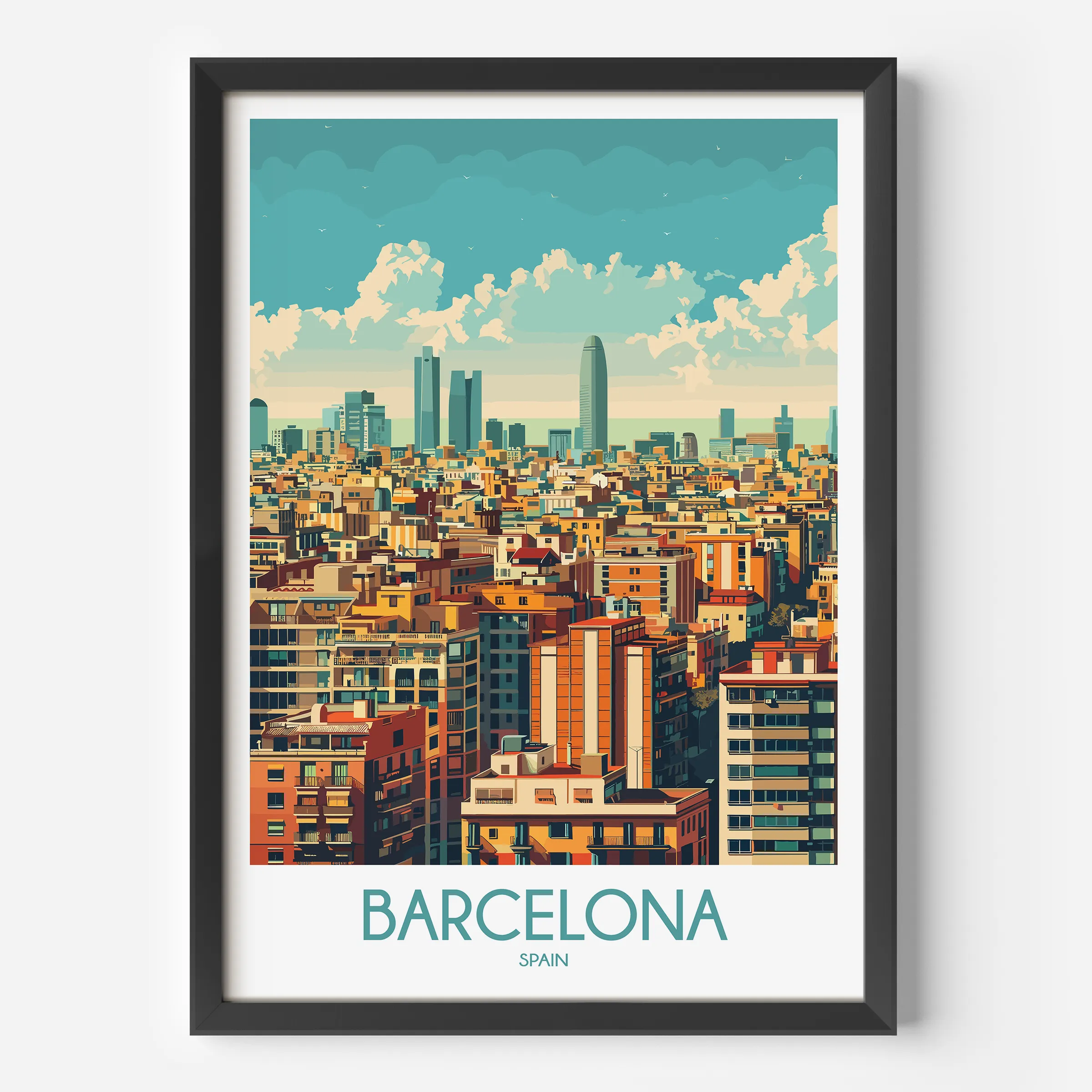 Barcelona Modern Travel Poster