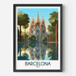 Barcelona Retro Travel Illustration