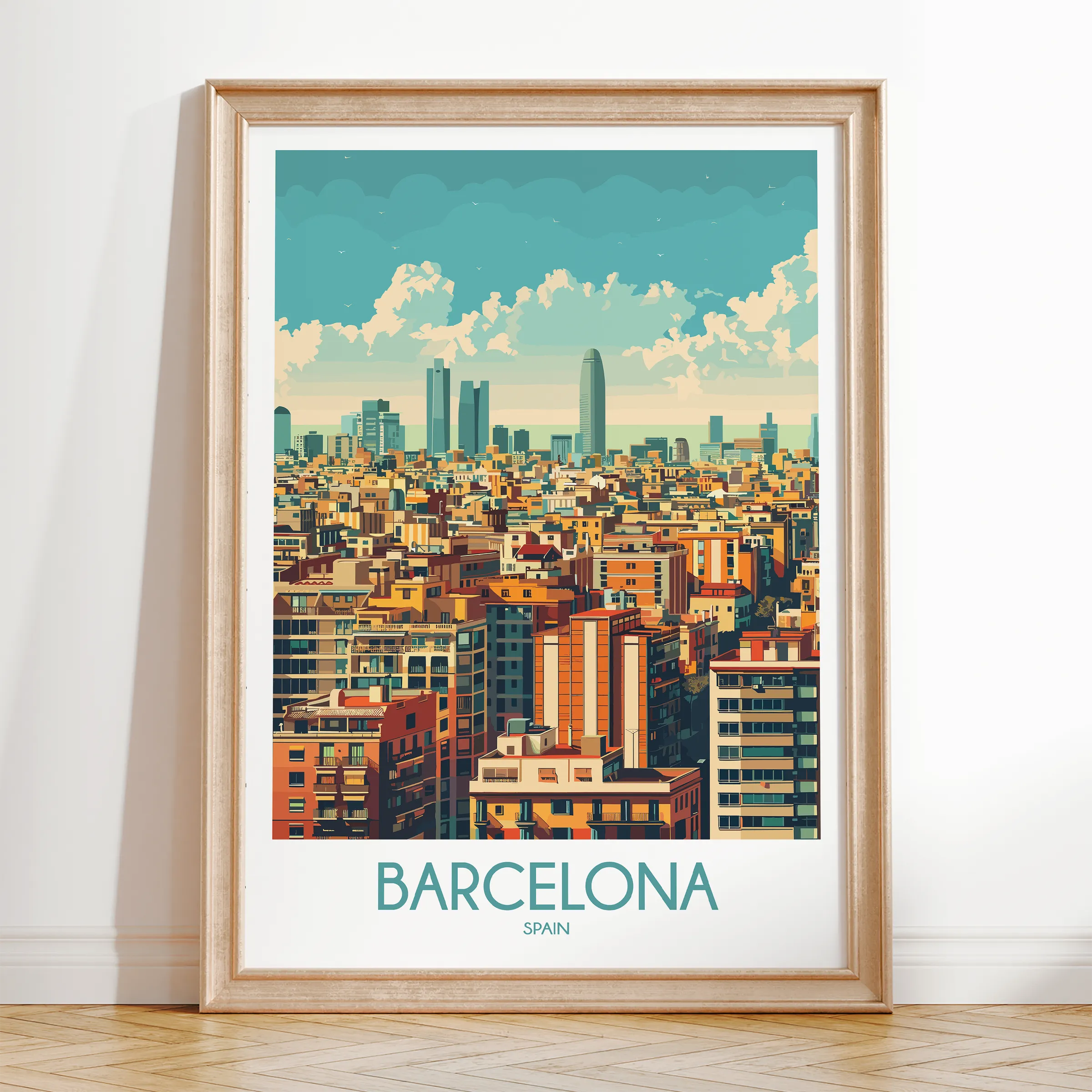 Barcelona Vintage Style Print