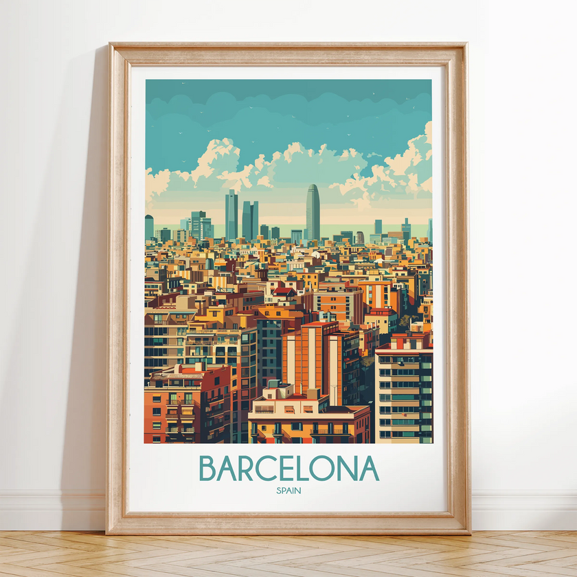 Barcelona Vintage Style Print