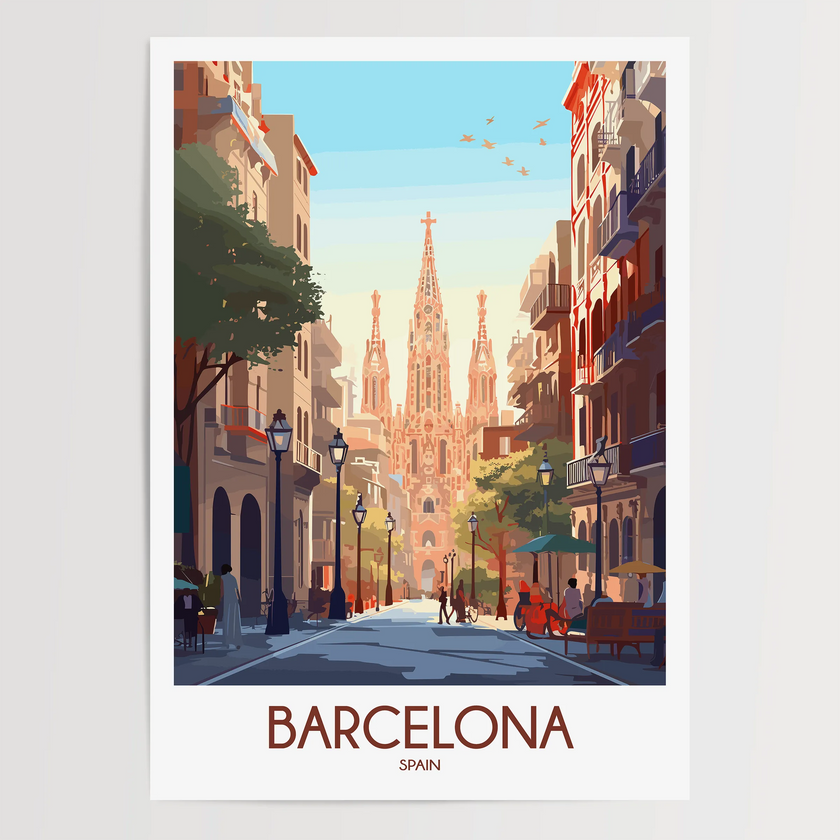 Barcelona Vintage Style Print
