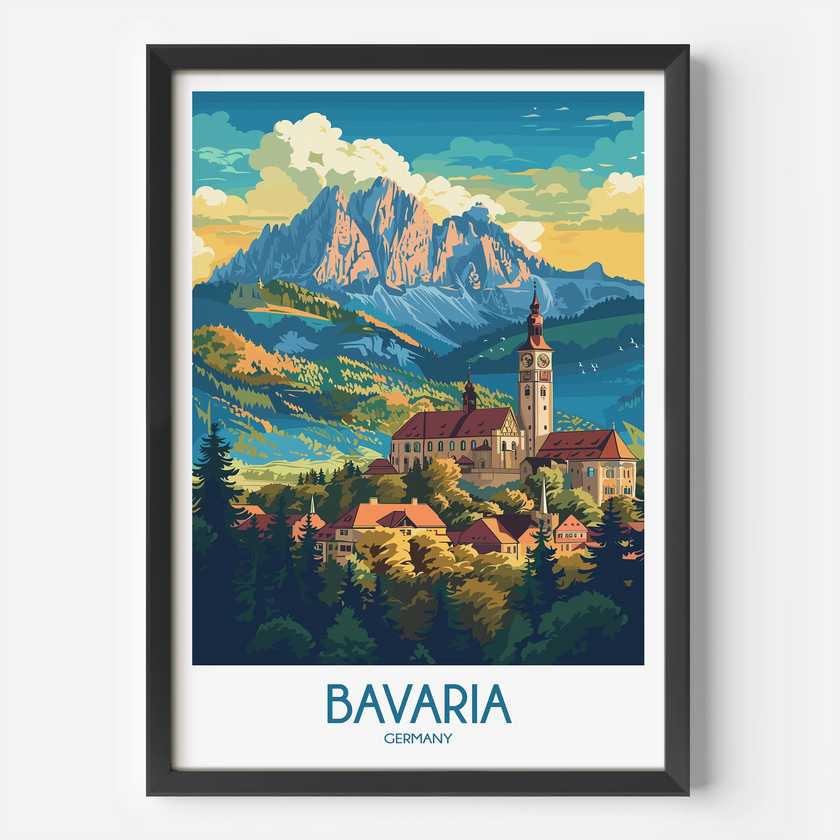 Bavaria Retro Travel Illustration