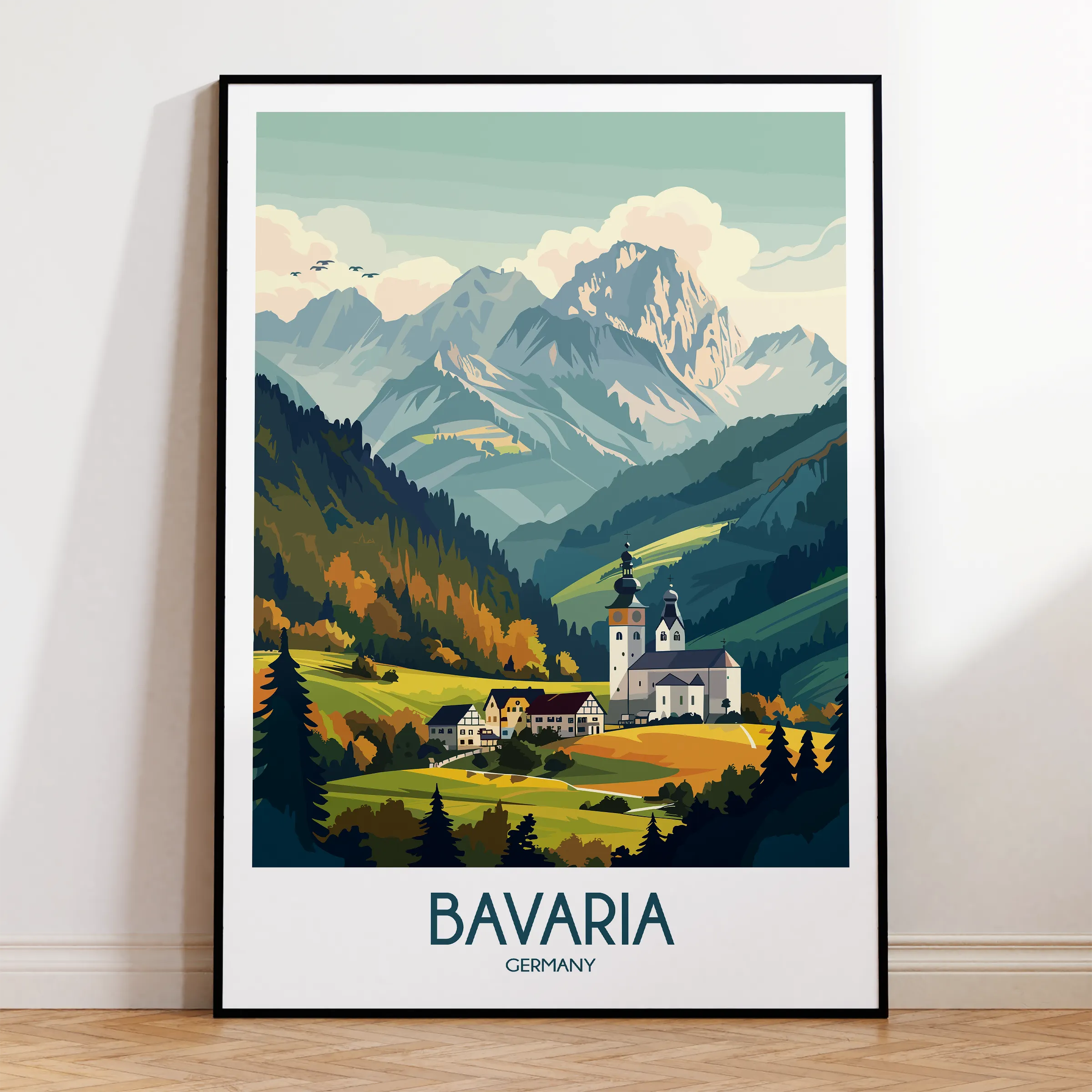 Bavaria Retro Travel Illustration