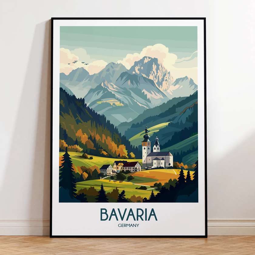 Bavaria Retro Travel Illustration