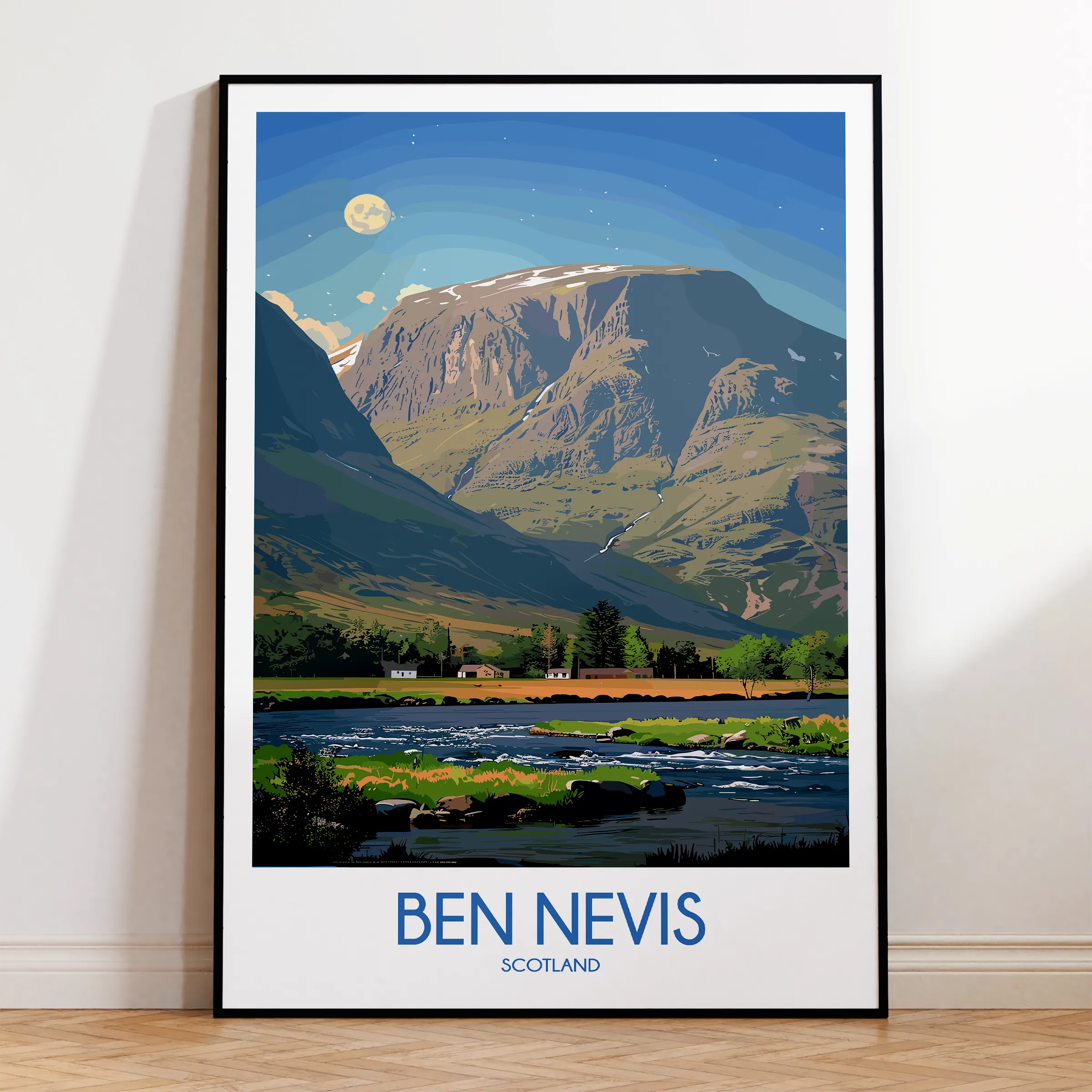 Ben Nevis Retro Travel Illustration