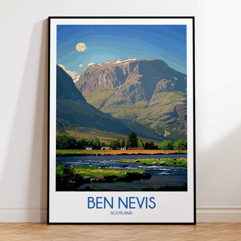 Ben Nevis Retro Travel Illustration