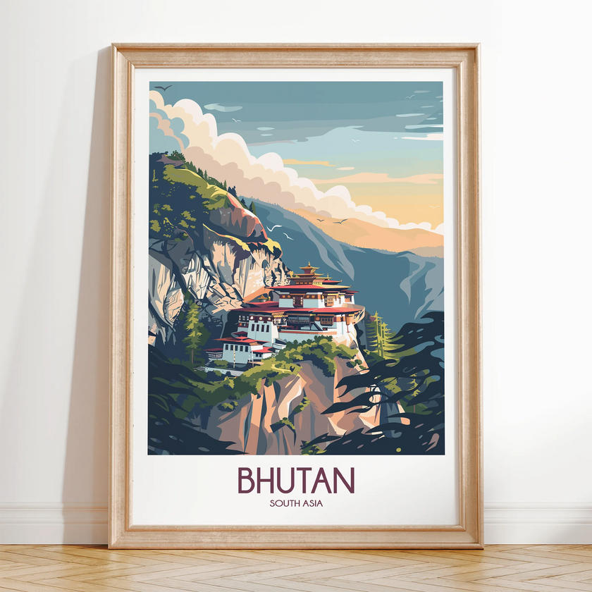 Bhutan Vintage Style Print