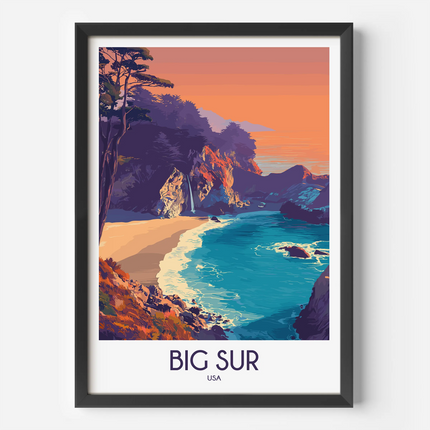 Big Sur Retro Travel Illustration