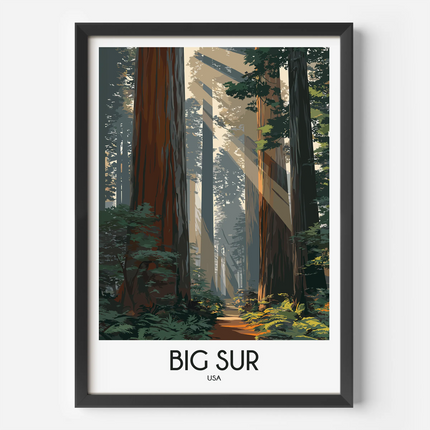 Big Sur Retro Travel Illustration