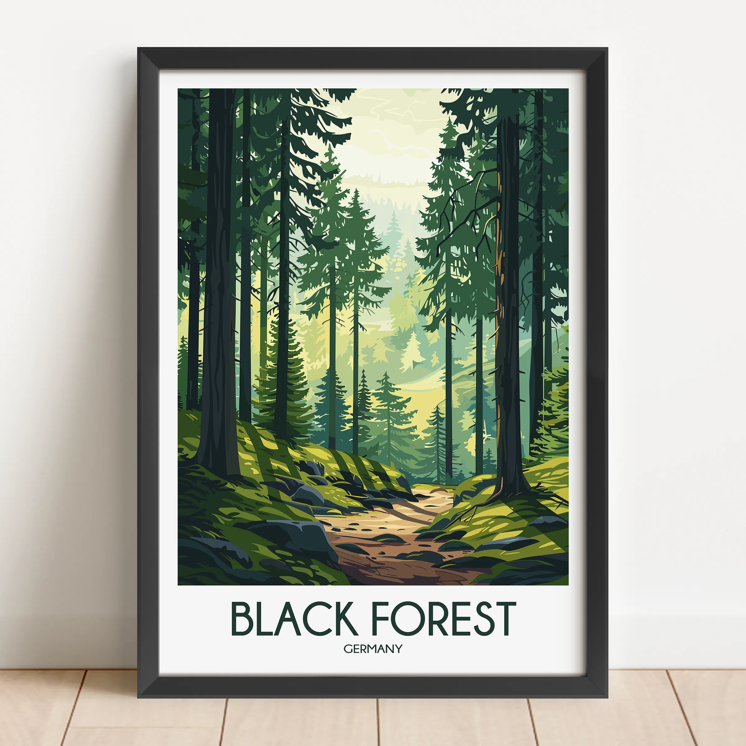 Black Forest Retro Travel Illustration