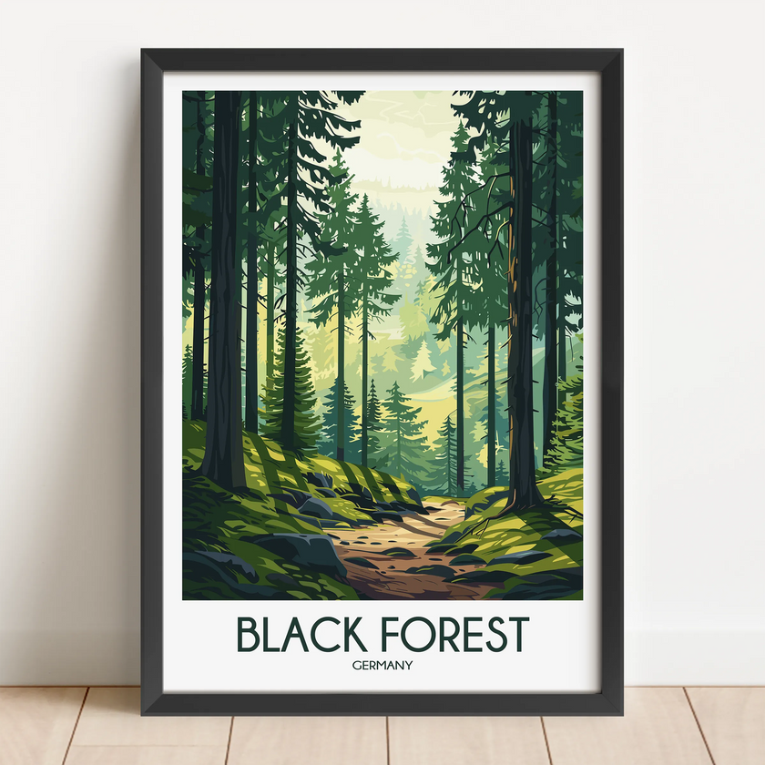 Black Forest Retro Travel Illustration