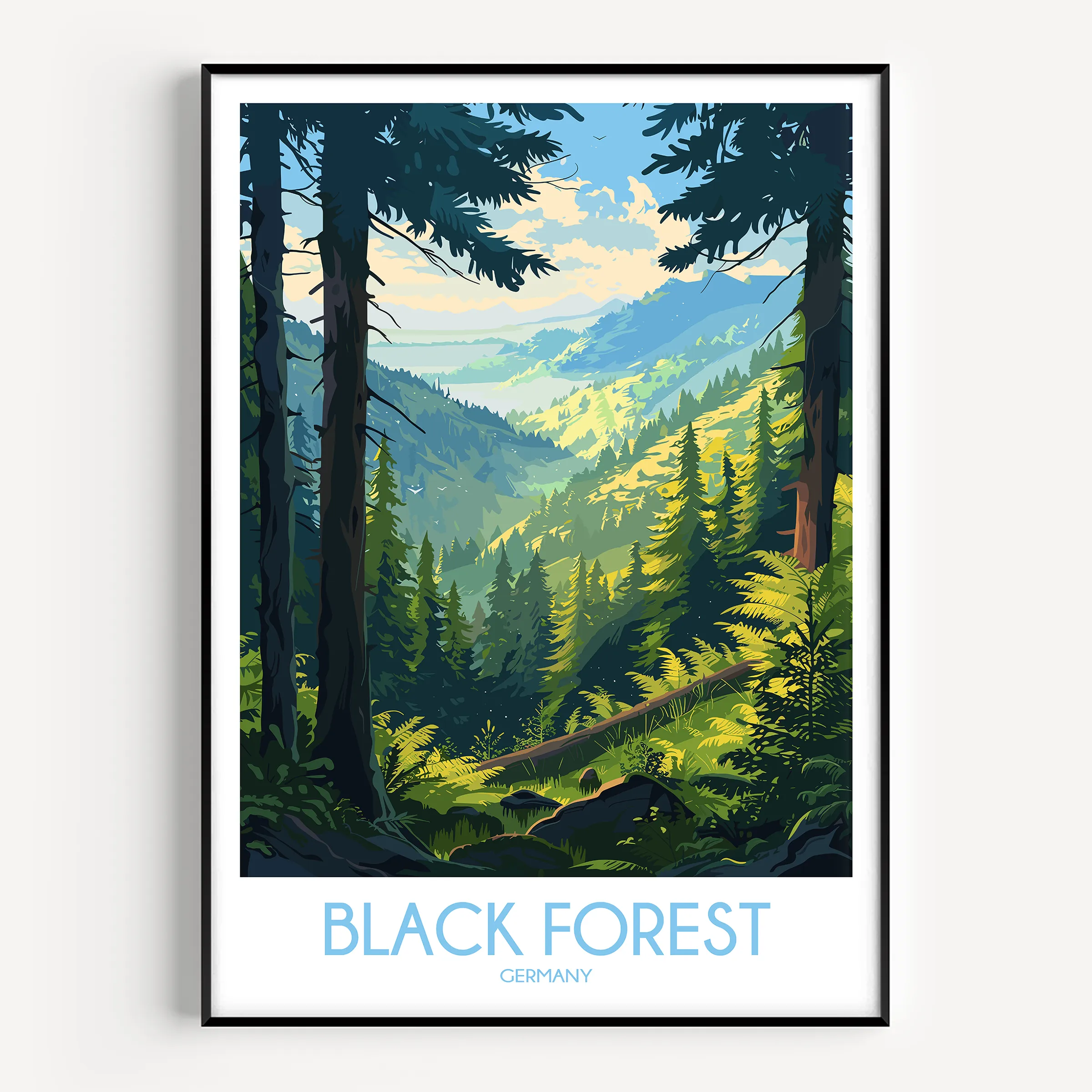 Black Forest Retro Travel Illustration