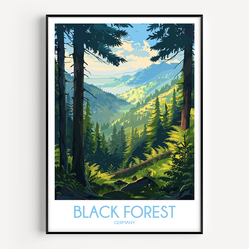 Black Forest Retro Travel Illustration
